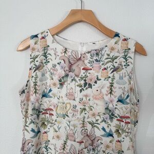 Lazy Button dreamy animal and trees midi dress size M